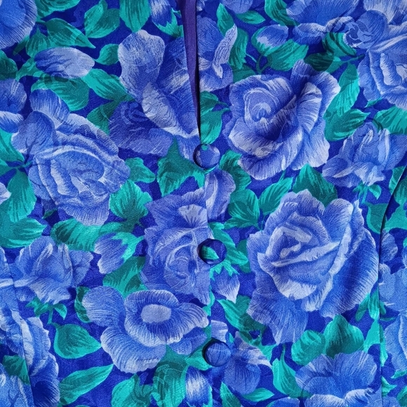 Adrianna Papell Blazer Women's Small 100% Silk Glass Stained Flowers Artsy - Picture 4 of 12